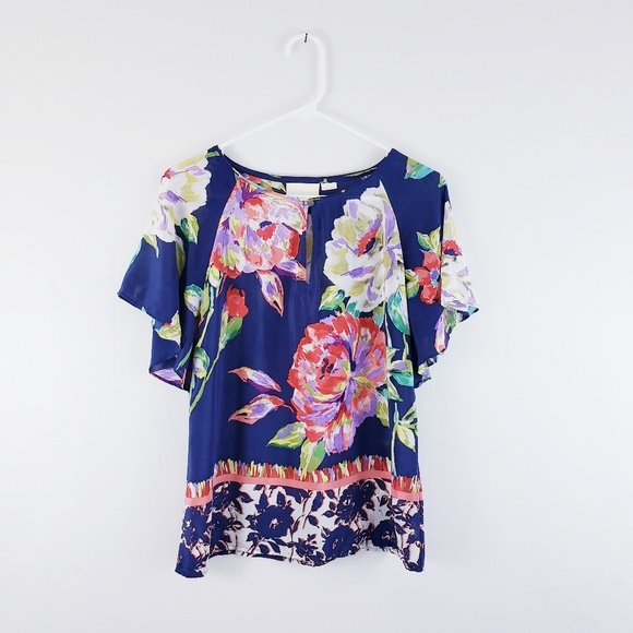 🚫SOLD🚫 Anthro Maeve Silk Gardenia Blouse - Picture 2 of 5